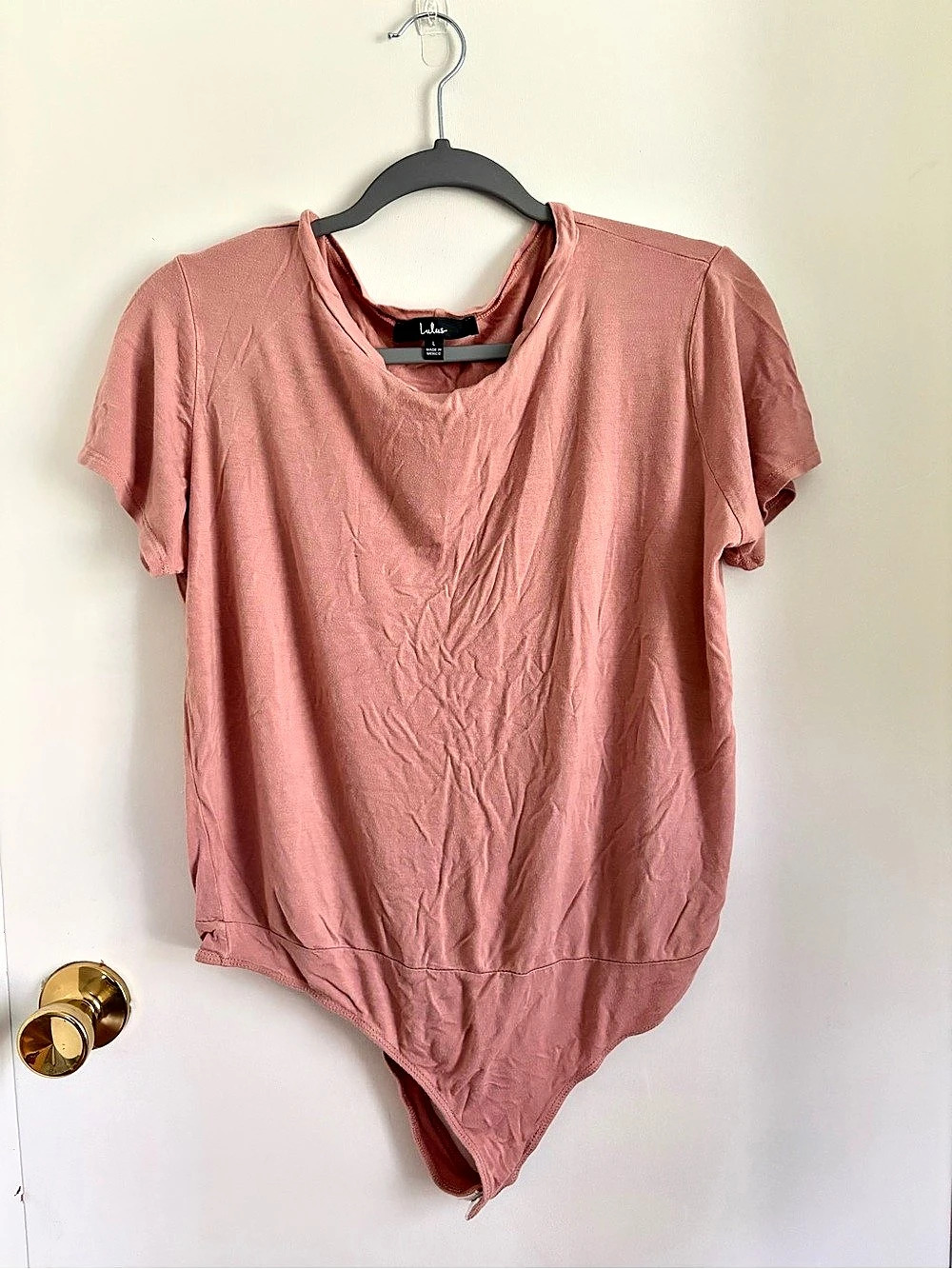 Lulus Pink Short Sleeve Bodysuit Size Large